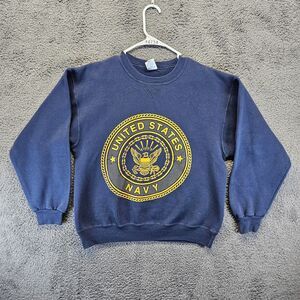 US Navy Sweatshirt Adult Size Medium Blue Crewneck Logo Pullover Soffe‎